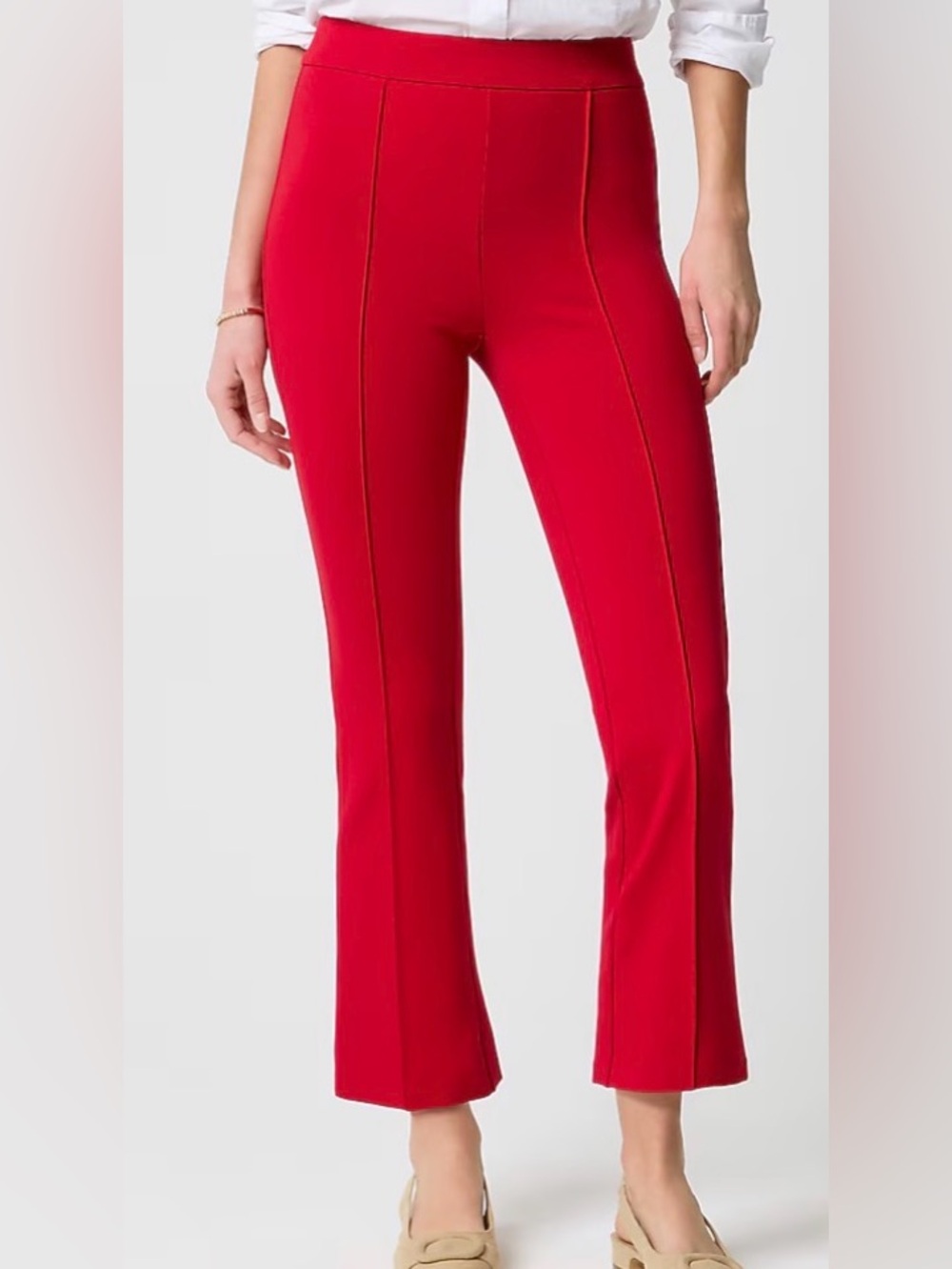 J. Crew Factory Ponte Cropped Pull-on Pants - Red